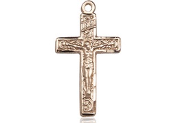 [0673KT] 14kt Gold Crucifix Medal