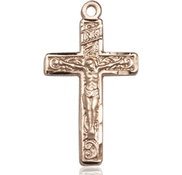 [0674KT] 14kt Gold Crucifix Medal