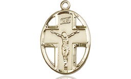 [0878KT] 14kt Gold Crucifix Medal