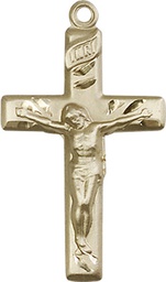 [2185KT] 14kt Gold Crucifix Medal
