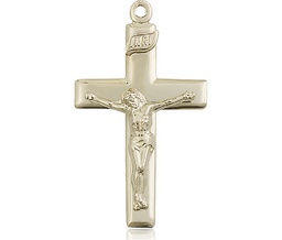 [2191KT] 14kt Gold Crucifix Medal