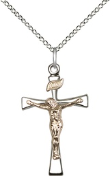 [2238GF/SS/18SS] Two-Tone GF/SS Maltese Crucifix Pendant on a 18 inch Sterling Silver Light Curb chain