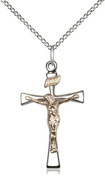 [2238GF/SS/18SS] Two-Tone GF/SS Maltese Crucifix Pendant on a 18 inch Sterling Silver Light Curb chain