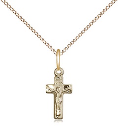 [4134GF/18GF] 14kt Gold Filled Crucifix Pendant on a 18 inch Gold Filled Light Curb chain