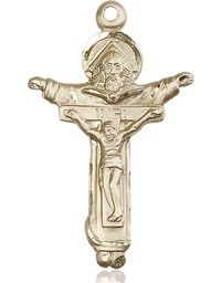 [4151KT] 14kt Gold Trinity Crucifix Medal