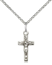 [5417SS/18SS] Sterling Silver Crucifix Pendant on a 18 inch Sterling Silver Light Curb chain