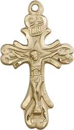 [5421KT] 14kt Gold Crucifix Medal