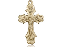 [5421KT] 14kt Gold Crucifix Medal