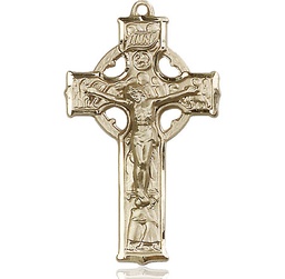 [5440KT] 14kt Gold Celtic Crucifix Medal