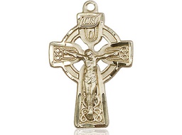 [5684KT] 14kt Gold Celtic Crucifix Medal