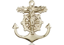 [5685KT] 14kt Gold Anchor Crucifix Medal