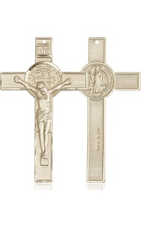 [5738KT] 14kt Gold Saint Benedict Crucifix Medal