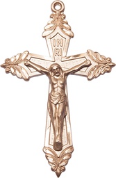 [6076KT] 14kt Gold Crucifix Medal