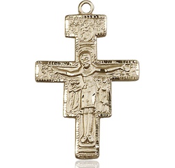 [6077KT] 14kt Gold San Damiano Crucifix Medal