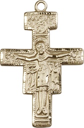 [6077KT] 14kt Gold San Damiano Crucifix Medal