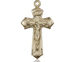 [6092KT] 14kt Gold Crucifix Medal