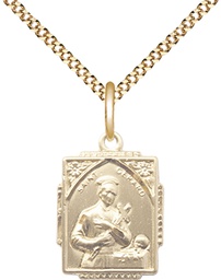 [0804GGF/18G] 14kt Gold Filled Saint Gerard Pendant on a 18 inch Gold Plate Light Curb chain