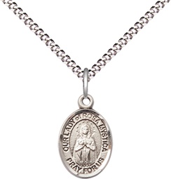 [9413SS/18S] Sterling Silver Our Lady of Rosa Mystica Pendant on a 18 inch Light Rhodium Light Curb chain