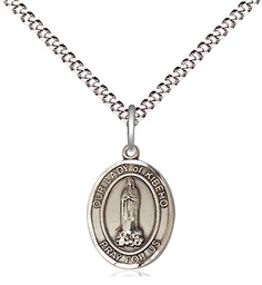 [9414SS/18S] Sterling Silver Our Lady of Kibeho Pendant on a 18 inch Light Rhodium Light Curb chain