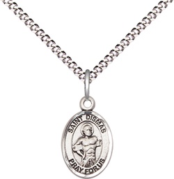 [9418SS/18S] Sterling Silver Saint Dismas Pendant on a 18 inch Light Rhodium Light Curb chain