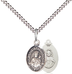 [9421SS/18S] Sterling Silver Our Lady of Czestochowa Pendant on a 18 inch Light Rhodium Light Curb chain