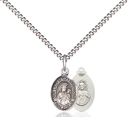 [9421SS/18S] Sterling Silver Our Lady of Czestochowa Pendant on a 18 inch Light Rhodium Light Curb chain
