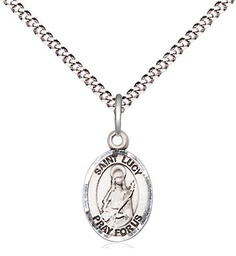 [9422SS/18S] Sterling Silver Saint Lucy Pendant on a 18 inch Light Rhodium Light Curb chain