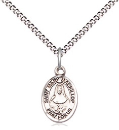 [9425SS/18S] Sterling Silver Saint Mary Mackillop Pendant on a 18 inch Light Rhodium Light Curb chain