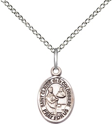 [9432SS/18SS] Sterling Silver Saint Claude de la Colombiere Pendant on a 18 inch Sterling Silver Light Curb chain