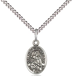 [9448SS/18S] Sterling Silver Our Lady of the Precious Blood Pendant on a 18 inch Light Rhodium Light Curb chain