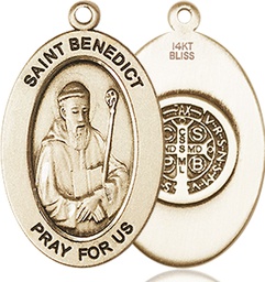 [11008KT] 14kt Gold Saint Benedict Medal