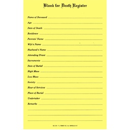 [No.319] Death Register Blanks (Pad Of 50)