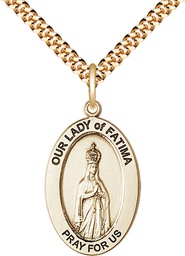 [11205GF/24G] 14kt Gold Filled Our Lady of Fatima Pendant on a 24 inch Gold Plate Heavy Curb chain