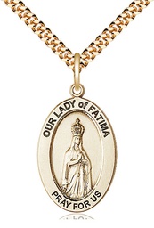 [11205GF/24G] 14kt Gold Filled Our Lady of Fatima Pendant on a 24 inch Gold Plate Heavy Curb chain