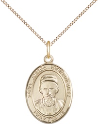 [8329GF/18GF] 14kt Gold Filled Saint Joseph Freinademetz Pendant on a 18 inch Gold Filled Light Curb chain
