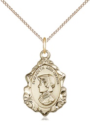[0813GF/18GF] 14kt Gold Filled Saint Elizabeth Ann Seton Pendant on a 18 inch Gold Filled Light Curb chain
