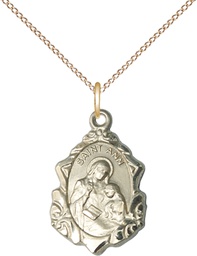 [0822AGF/18GF] 14kt Gold Filled Saint Ann Pendant on a 18 inch Gold Filled Light Curb chain