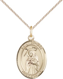 [8335GF/18GF] 14kt Gold Filled Saint Regina Pendant on a 18 inch Gold Filled Light Curb chain