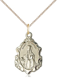 [0822DYGF/18GF] 14kt Gold Filled Saint Dymphna Pendant on a 18 inch Gold Filled Light Curb chain
