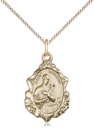 [0822GGF/18GF] 14kt Gold Filled Saint Gerard Pendant on a 18 inch Gold Filled Light Curb chain