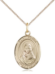 [8338GF/18GF] 14kt Gold Filled Saint Rafka Pendant on a 18 inch Gold Filled Light Curb chain