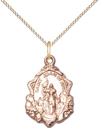 [0822JAGF/18GF] 14kt Gold Filled Saint Joan of Arc Pendant on a 18 inch Gold Filled Light Curb chain