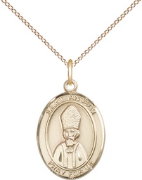 [8342GF/18GF] 14kt Gold Filled Saint Anselm of Canterbury Pendant on a 18 inch Gold Filled Light Curb chain