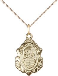 [0822MFGF/18GF] 14kt Gold Filled Maria Faustina Pendant on a 18 inch Gold Filled Light Curb chain