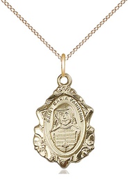 [0822MFGF/18GF] 14kt Gold Filled Maria Faustina Pendant on a 18 inch Gold Filled Light Curb chain