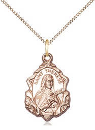 [0822TEGF/18GF] 14kt Gold Filled Saint Therese of Lisieux Pendant on a 18 inch Gold Filled Light Curb chain