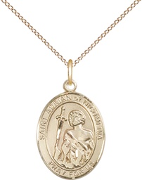 [8353GF/18GF] 14kt Gold Filled Saint Adrian of Nicomedia Pendant on a 18 inch Gold Filled Light Curb chain