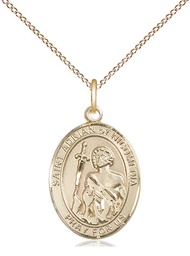 [8353GF/18GF] 14kt Gold Filled Saint Adrian of Nicomedia Pendant on a 18 inch Gold Filled Light Curb chain