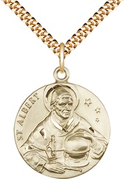[0832GF/24G] 14kt Gold Filled Saint Albert the Great Pendant on a 24 inch Gold Plate Heavy Curb chain