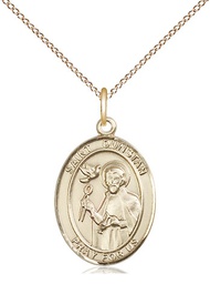 [8355GF/18GF] 14kt Gold Filled Saint Dunstan Pendant on a 18 inch Gold Filled Light Curb chain